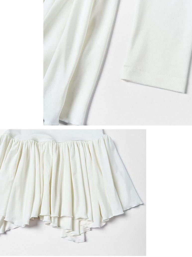 Outthe Blue Lyocell Stretch Asymmetrical Slim Fit Long Sleeve Women White Mini Dresses