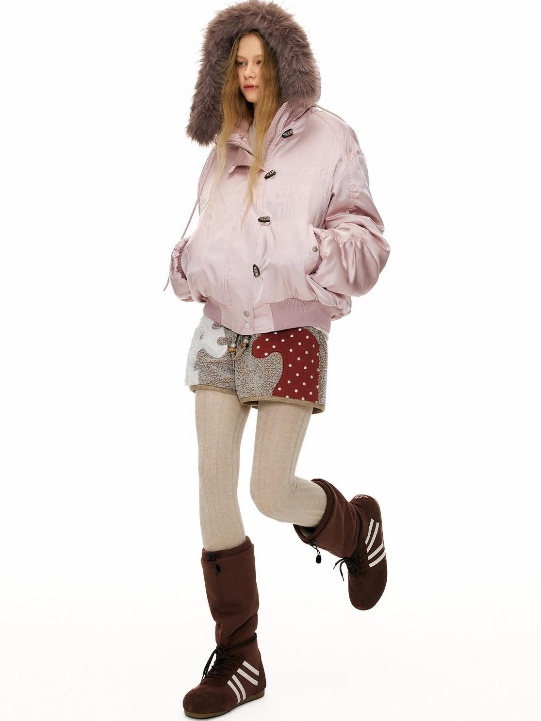 Outthe Blue Mocha Animal Print Drawstring Natural Waist Women Applique Mini Shorts