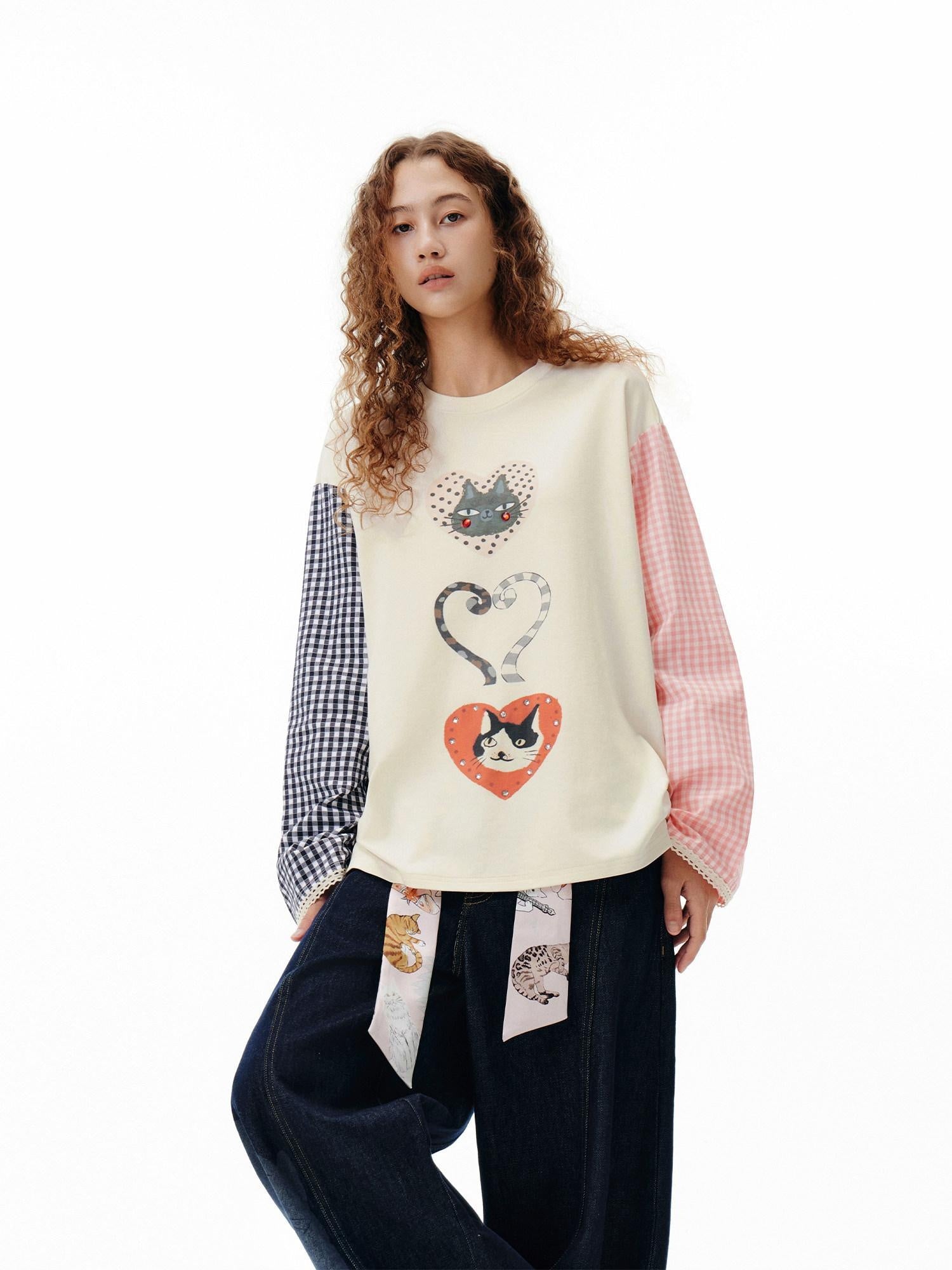 Outthe Blue Moisture Wicking Tencel Patchwork Relaxed Commuter Beige Long Sleeve T-Shirts