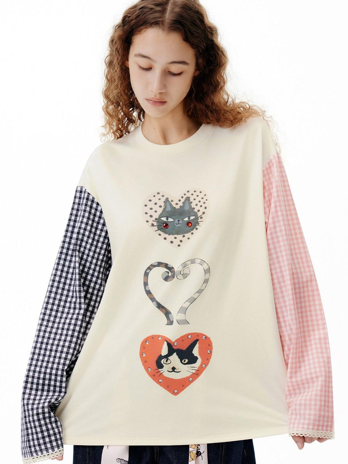 Outthe Blue Moisture Wicking Tencel Patchwork Relaxed Commuter Beige Long Sleeve T-Shirts