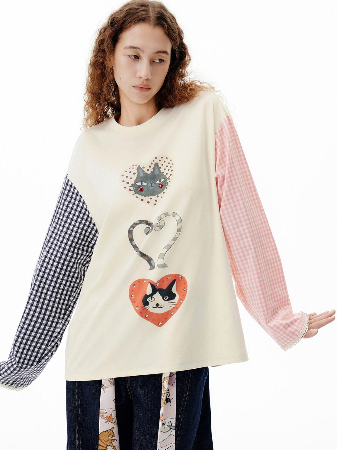 Outthe Blue Moisture Wicking Tencel Patchwork Relaxed Commuter Beige Long Sleeve T-Shirts