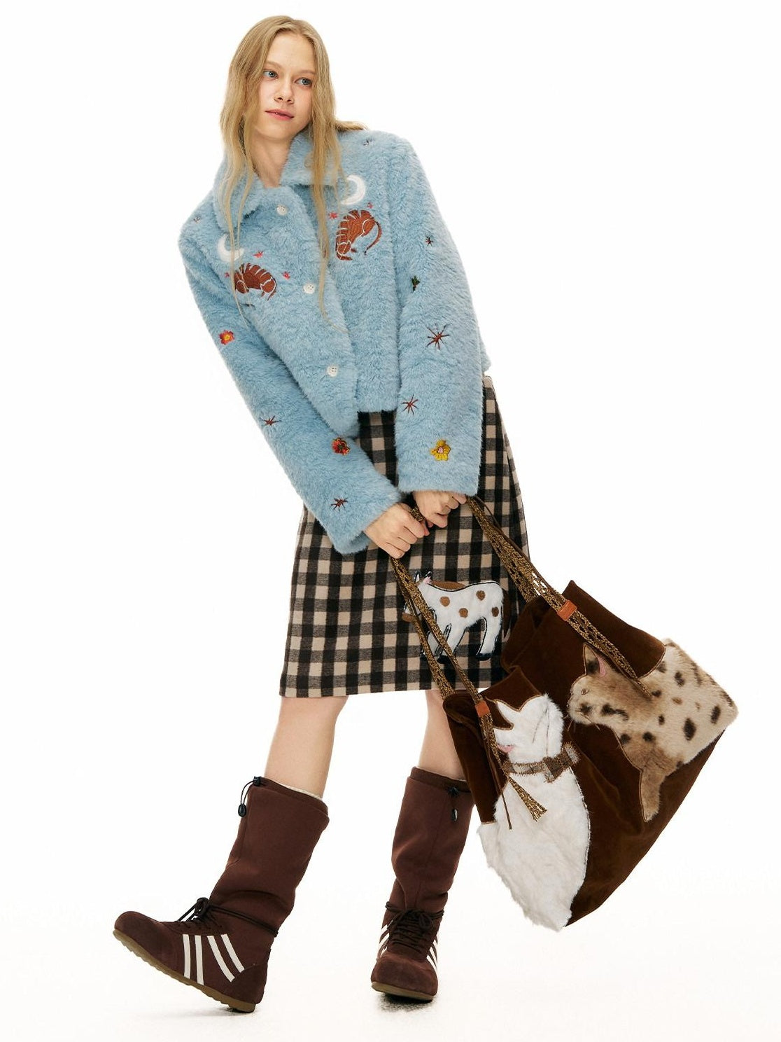 Outthe Blue Padded Embroidered Slim Fit Turn Down Collar Women Polyester Cropped Jackets