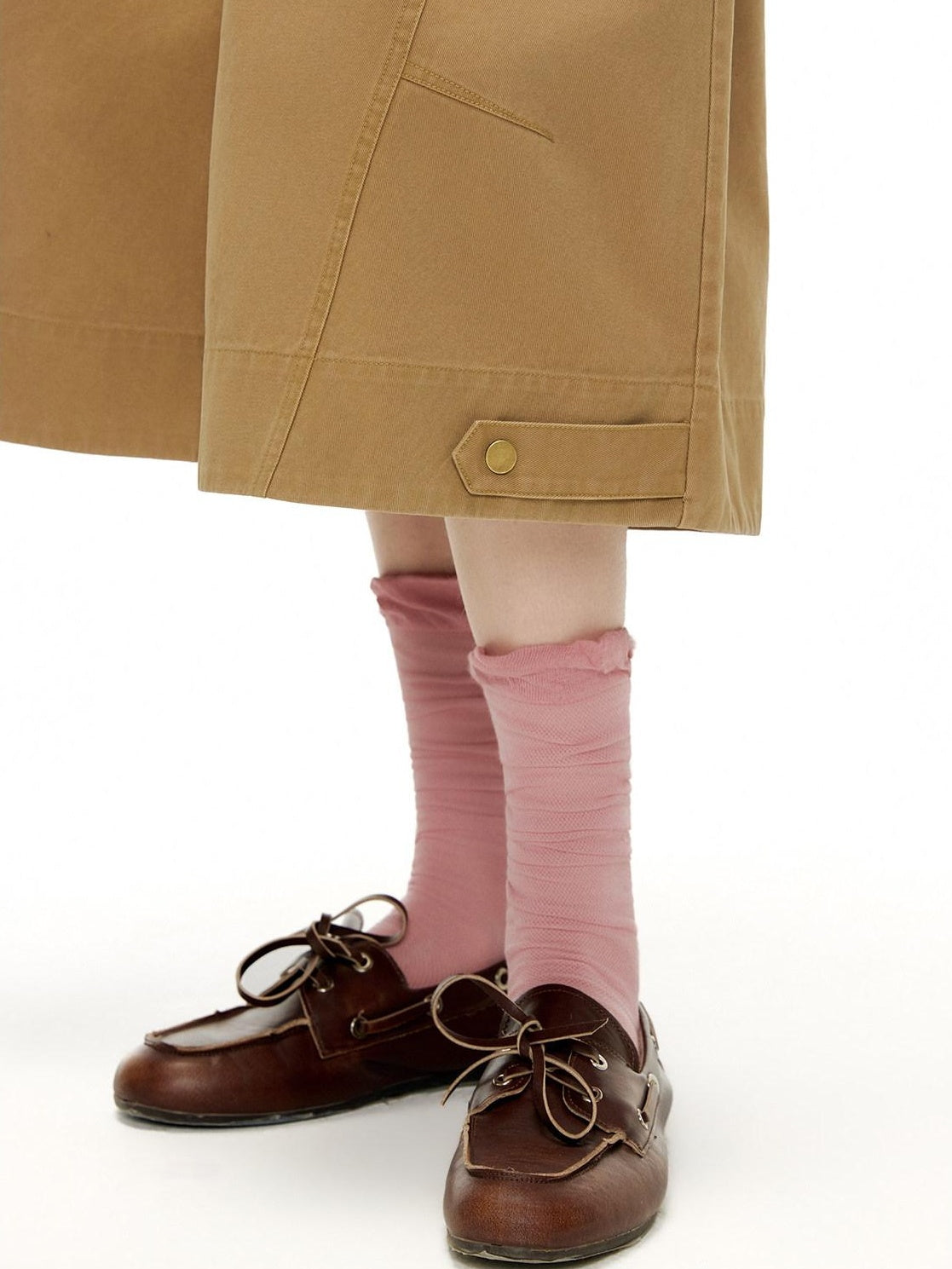 Outthe Blue Pleated Cotton Casual Natural Waist Women Button Fly Dusty Rose Straight Pants