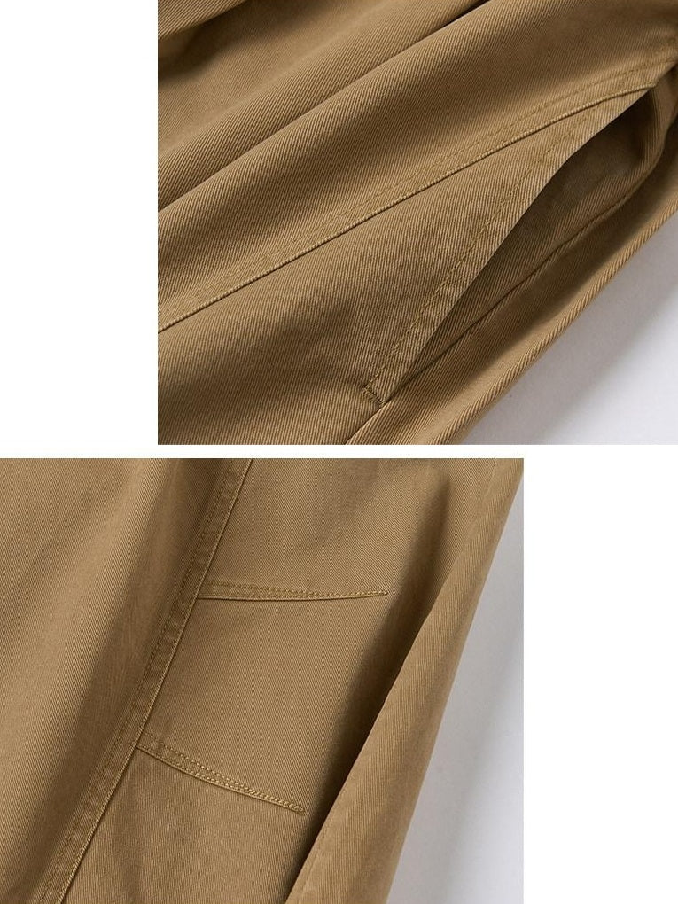 Outthe Blue Pleated Cotton Casual Natural Waist Women Button Fly Dusty Rose Straight Pants