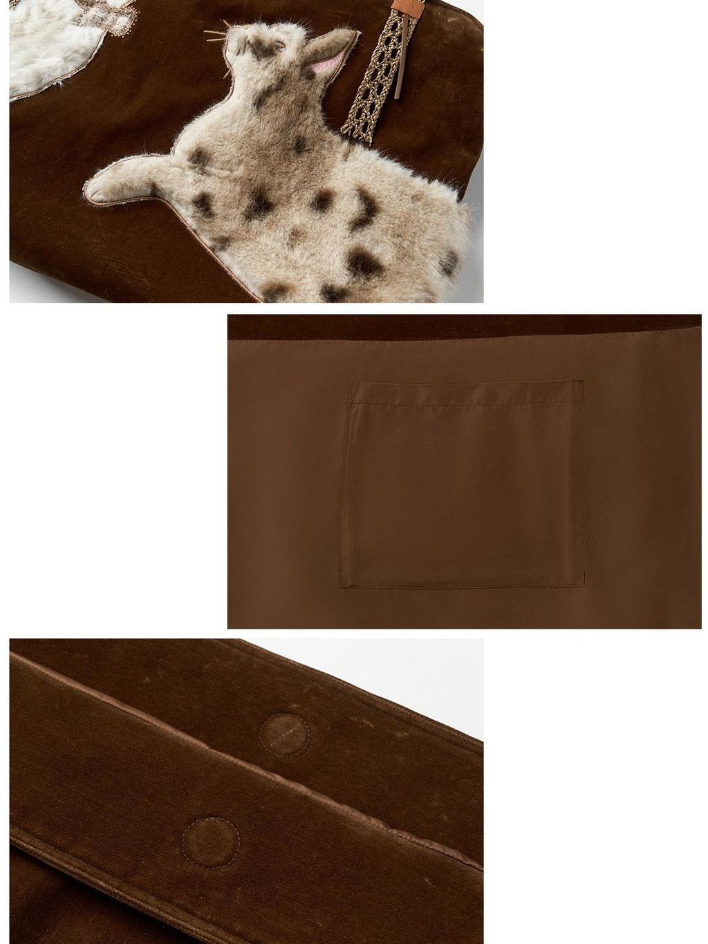 Outthe Blue Plush Cat Patchwork Casual Minimalist Square Handheld Women Caramel Tote Bags