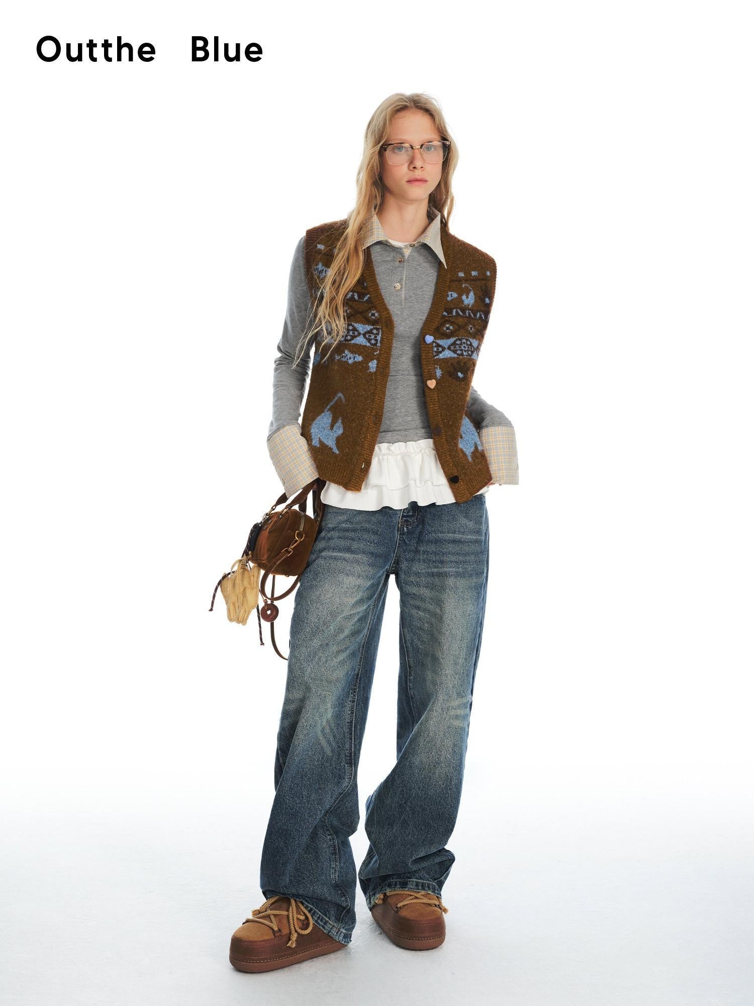 Outthe Blue Recycled Green Fiber Animal Print Commuter Style Women Cardigan Tank Tops