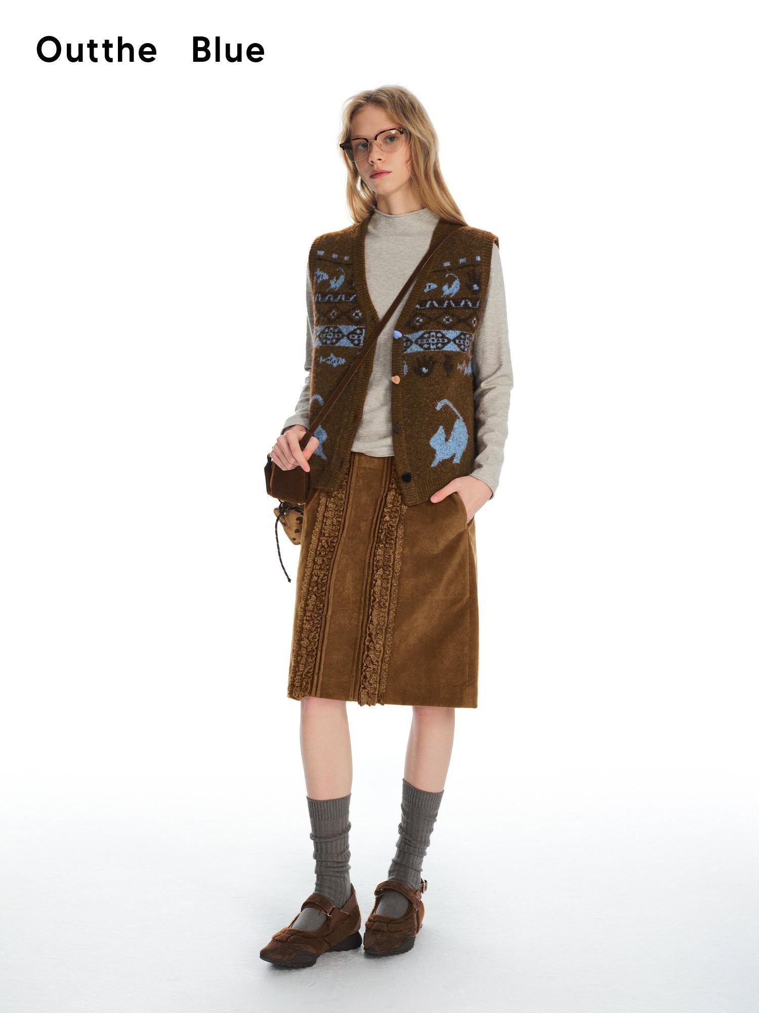Outthe Blue Recycled Green Fiber Animal Print Commuter Style Women Cardigan Tank Tops