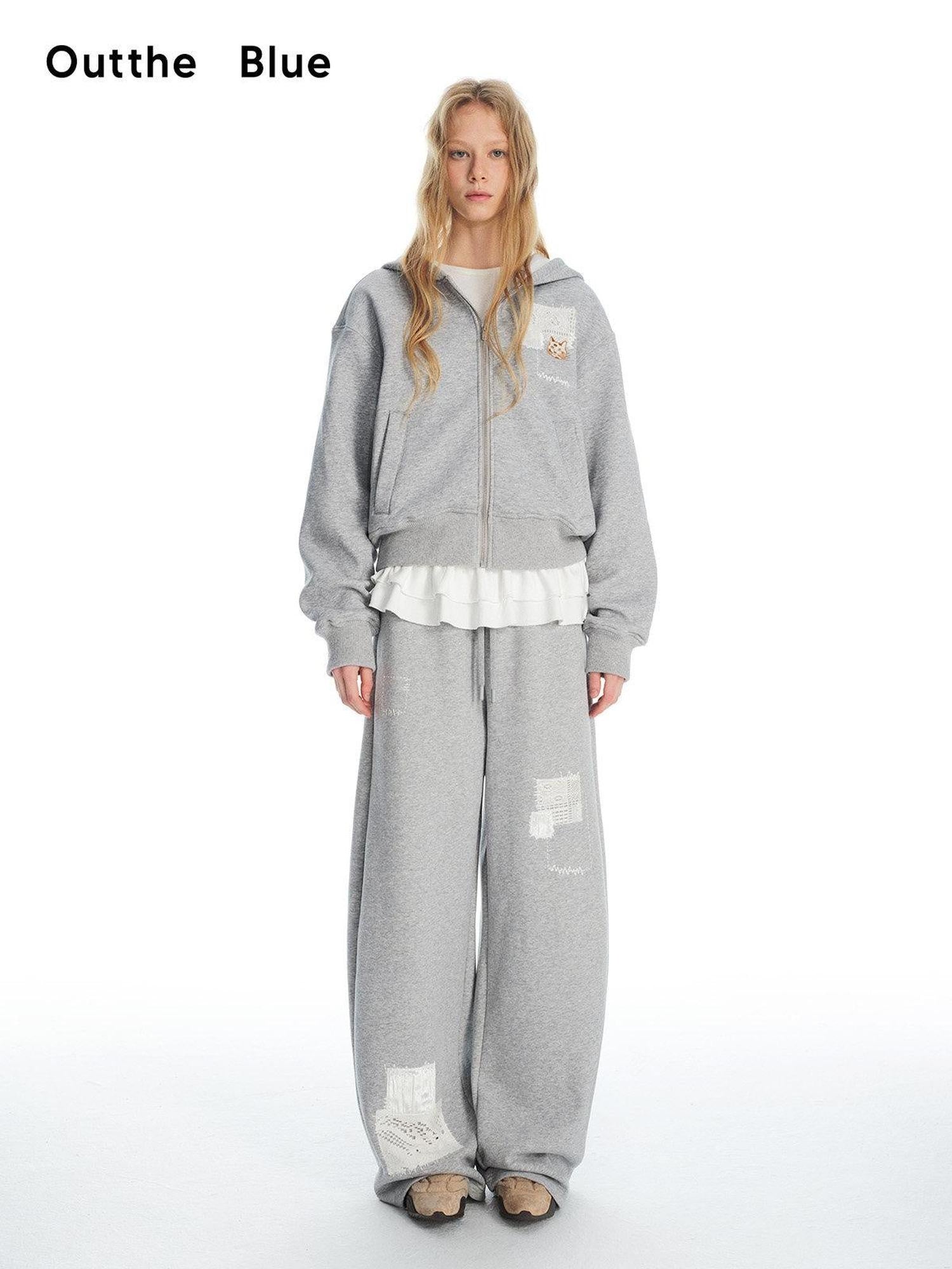 Outthe Blue Soft Cotton Blend Fleece Lined Tapered Jogger Unisex Heather Gray Sweatpants