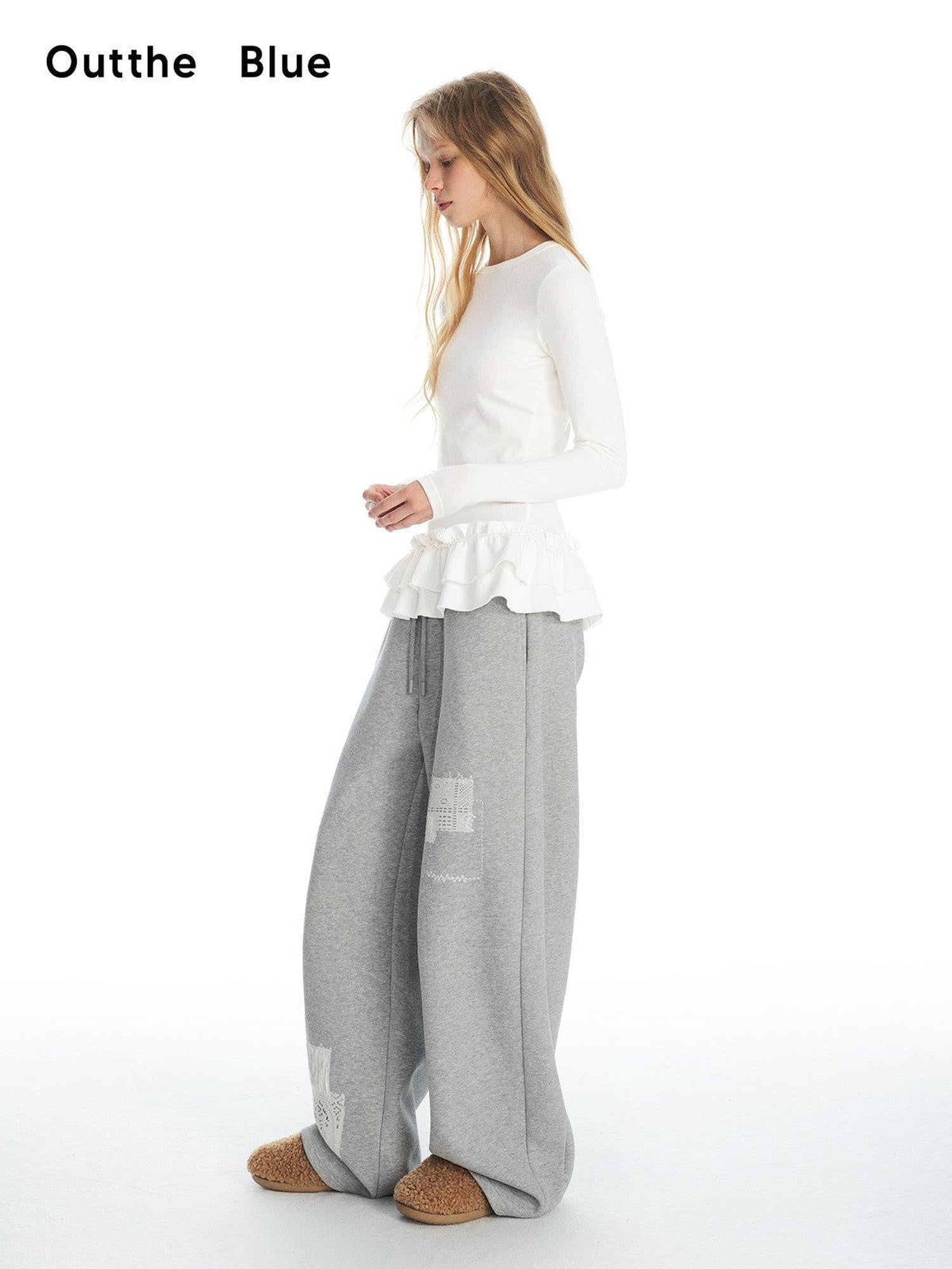 Outthe Blue Soft Cotton Blend Fleece Lined Tapered Jogger Unisex Heather Gray Sweatpants