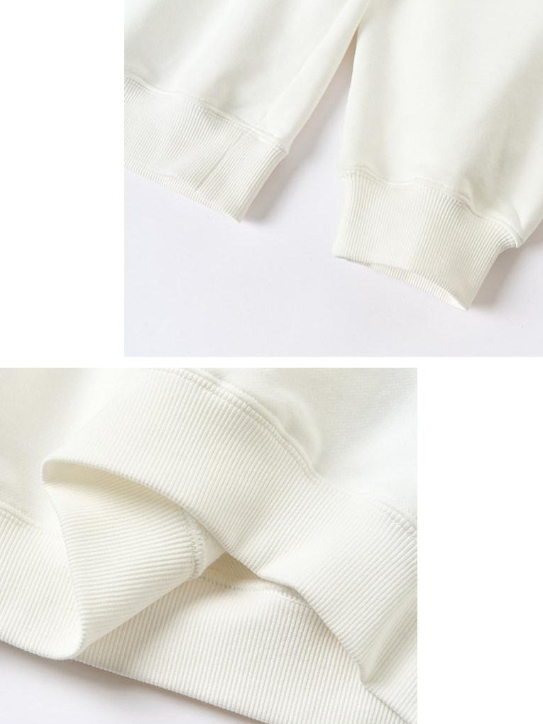 Outthe Blue Soft Cotton Blend Loose Fit Cat Silhouette Women White Long Sleeve T-Shirts