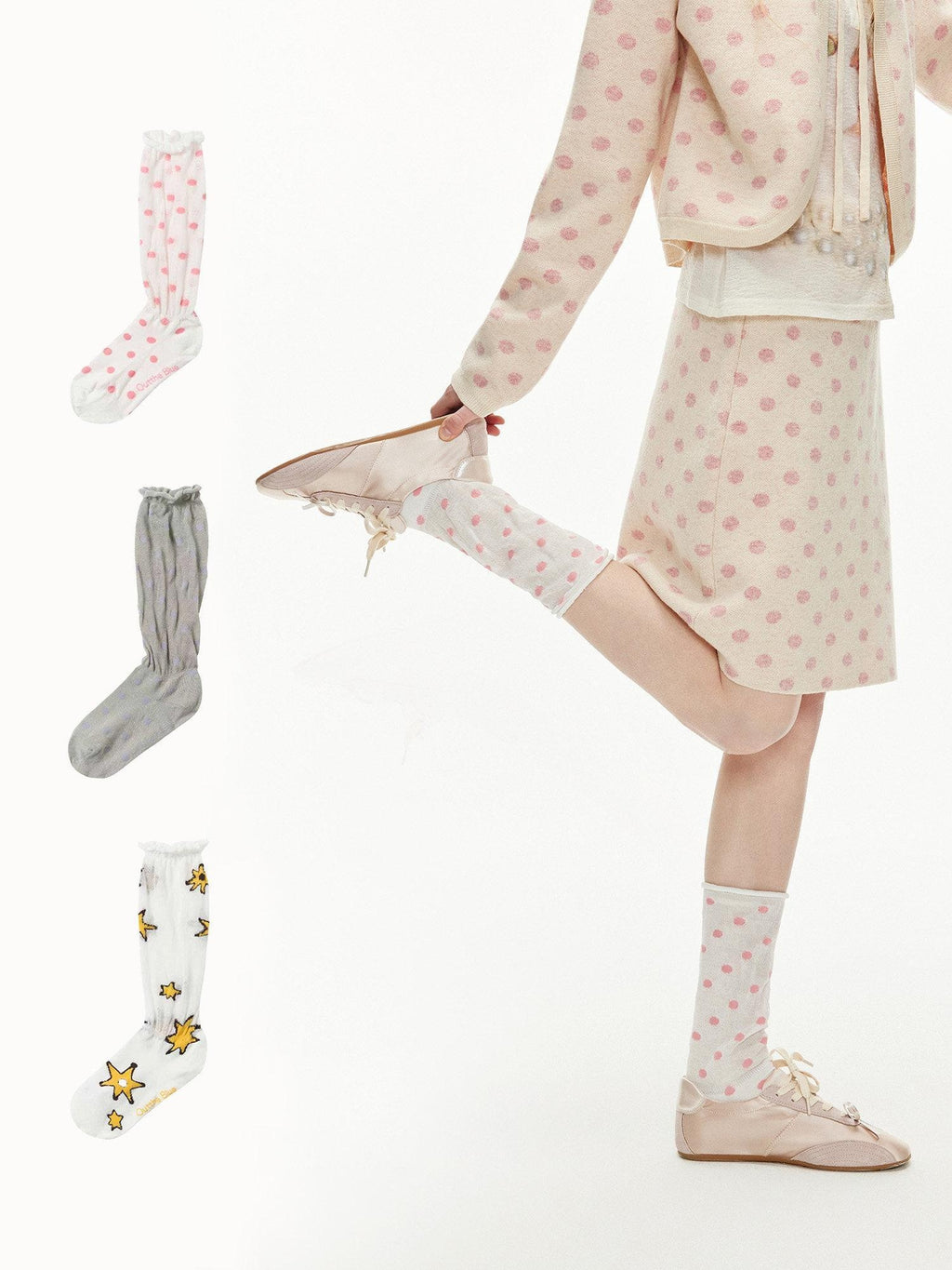 Outthe Blue Soft Cotton Blend Unique Polka Dot Women Ankle Crew Fashion Socks