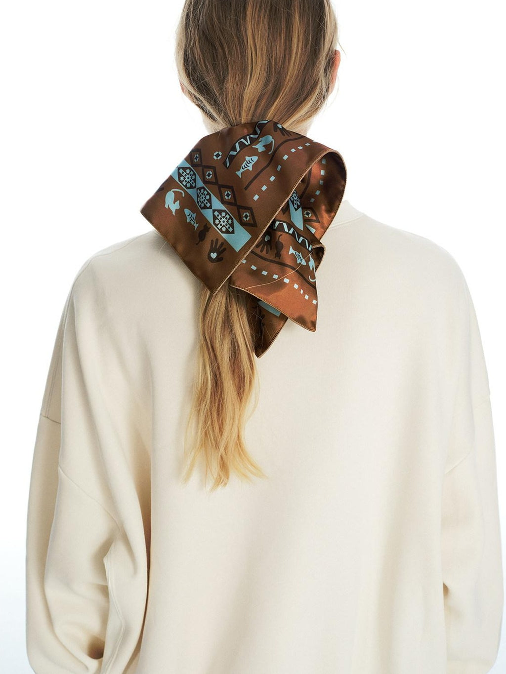Outthe Blue Soft Fabric Animal Print Square Bow For Women Brown Beige Hair Accessories