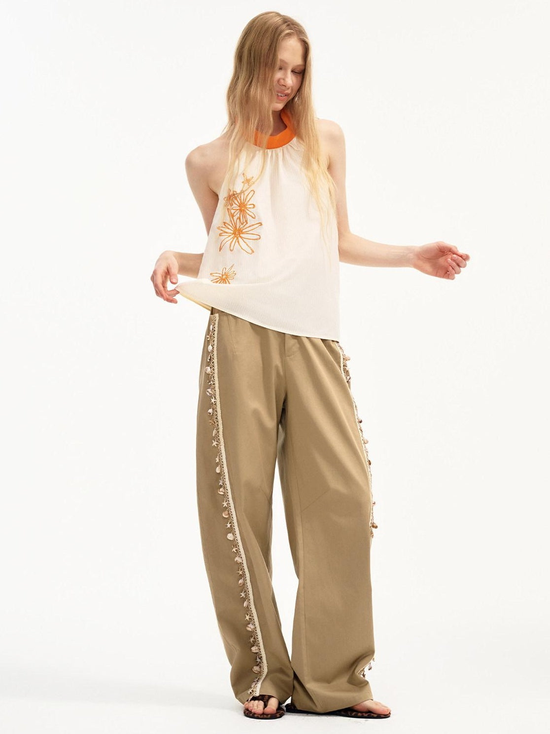 Outthe Blue Soft Lyocell Blend Pocket Straight Leg Relaxed Zip Fly Natural Waist Khaki Pants