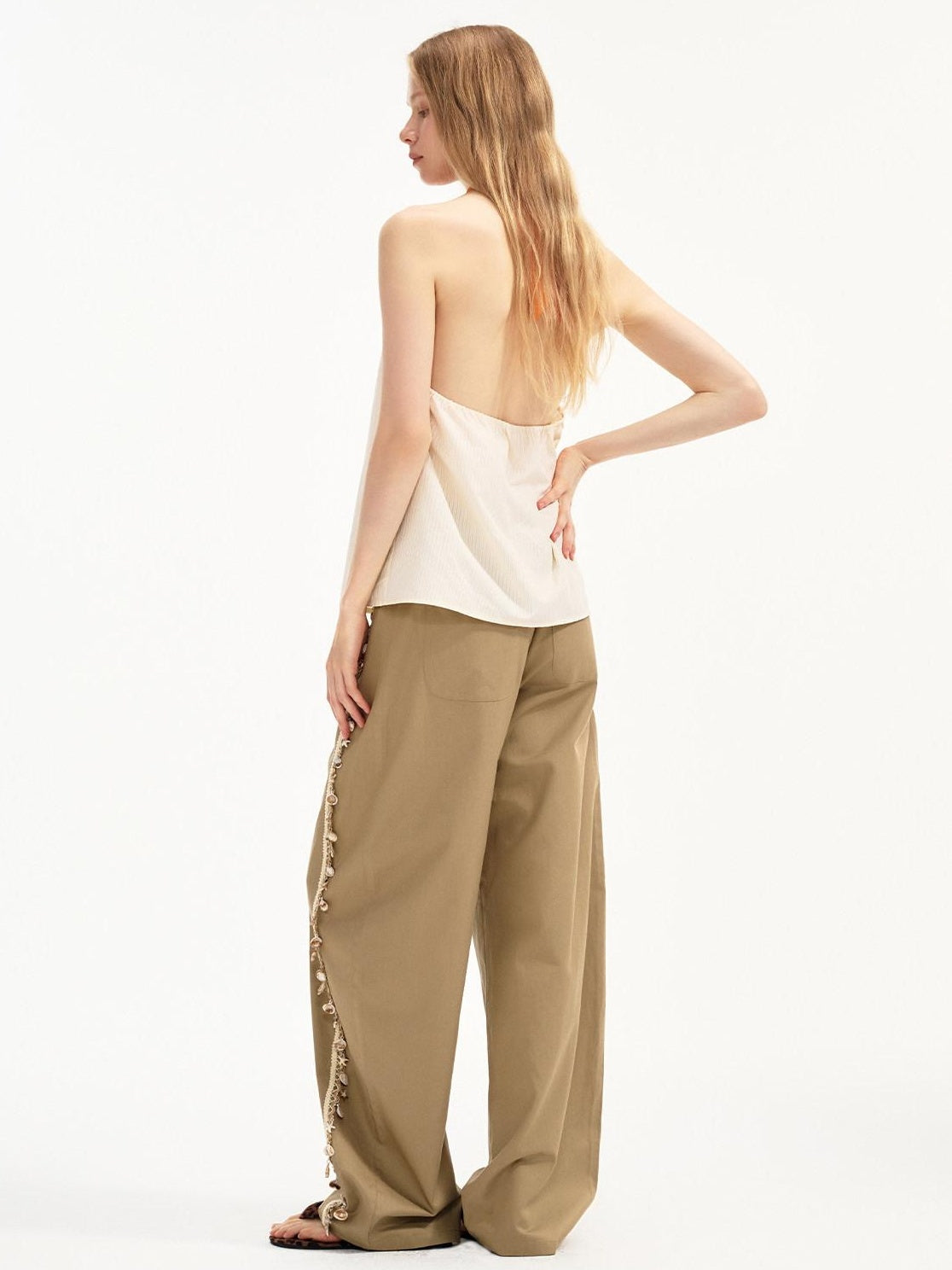 Outthe Blue Soft Lyocell Blend Pocket Straight Leg Relaxed Zip Fly Natural Waist Khaki Pants