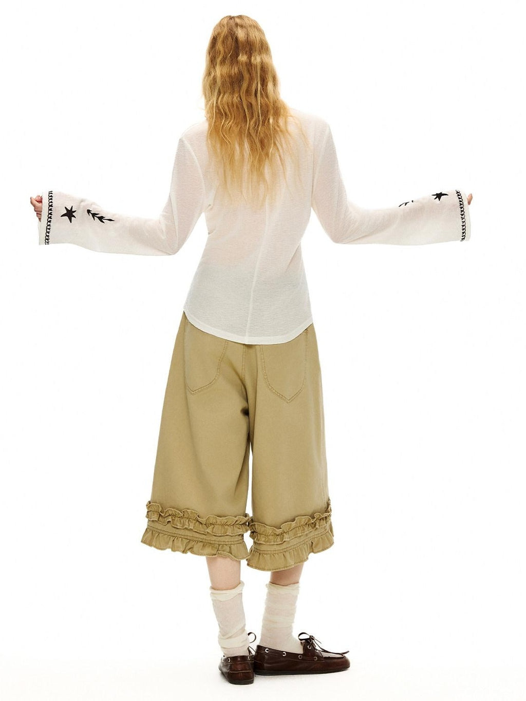 Outthe Blue Soft Lyocell Tie Front Cartoon Animal Print Longsleeve Women White Cardigans