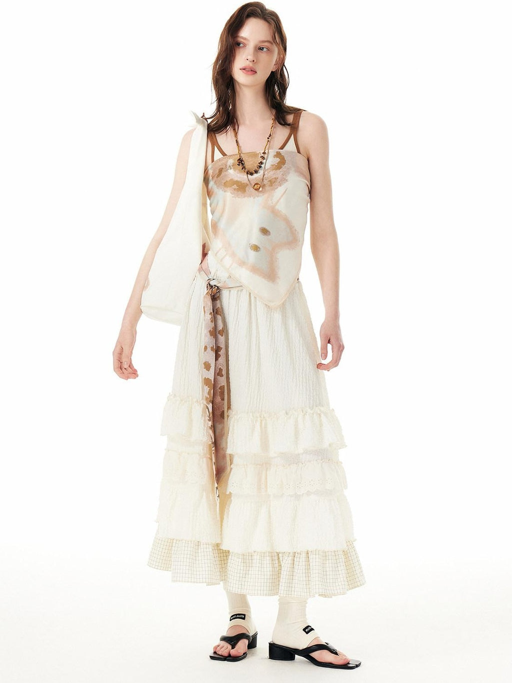 Outthe Blue Soft Stretch Cotton Viscose Blend Fitted Layering Beige Brown Tank Camisoles