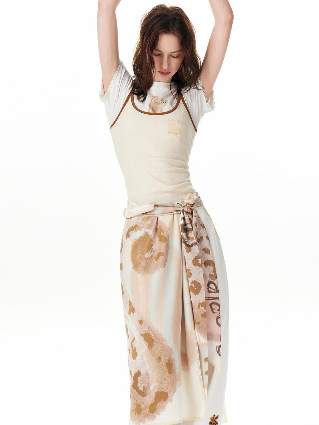 Outthe Blue Soft Stretch Cotton Viscose Blend Fitted Layering Beige Brown Tank Camisoles