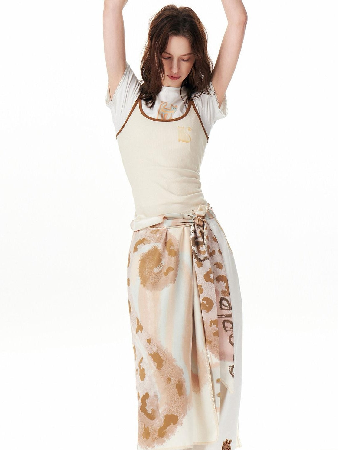 Outthe Blue Soft Stretch Cotton Viscose Blend Fitted Layering Beige Brown Tank Camisoles