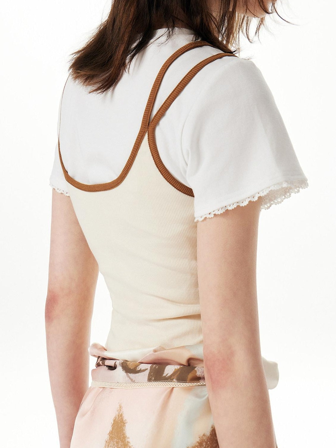 Outthe Blue Soft Stretch Cotton Viscose Blend Fitted Layering Beige Brown Tank Camisoles