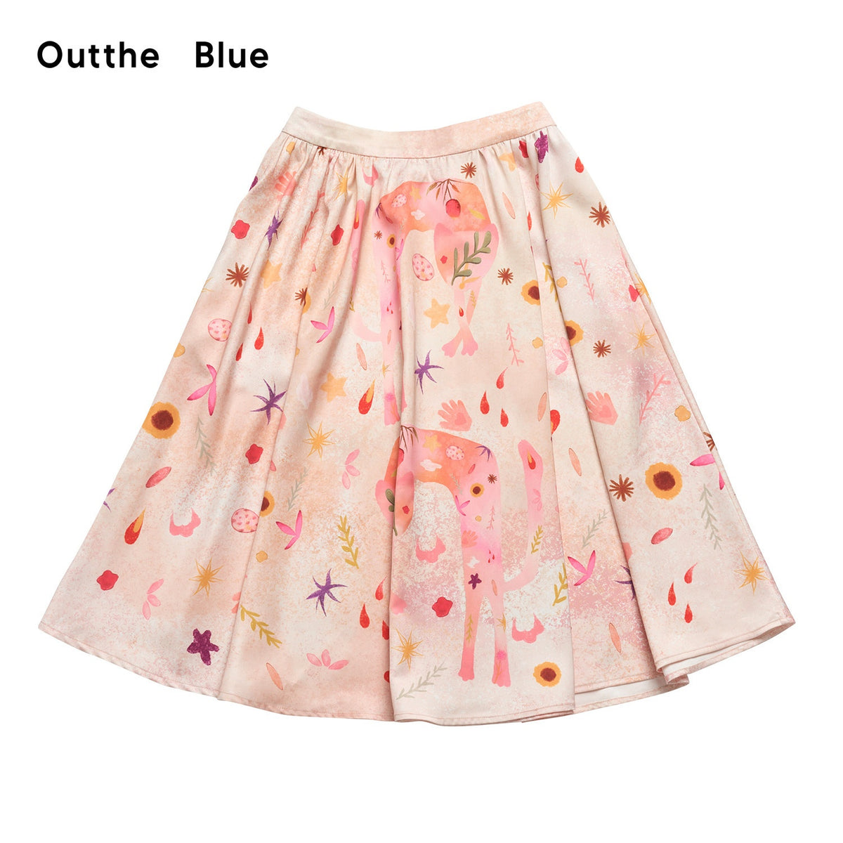 Outthe_Blue_Soft_Tencel_Round_Neck_Two_Piece_White_Tee_Pink_Orange_Skirt_Top_&_Skirt_Sets_MISSTT