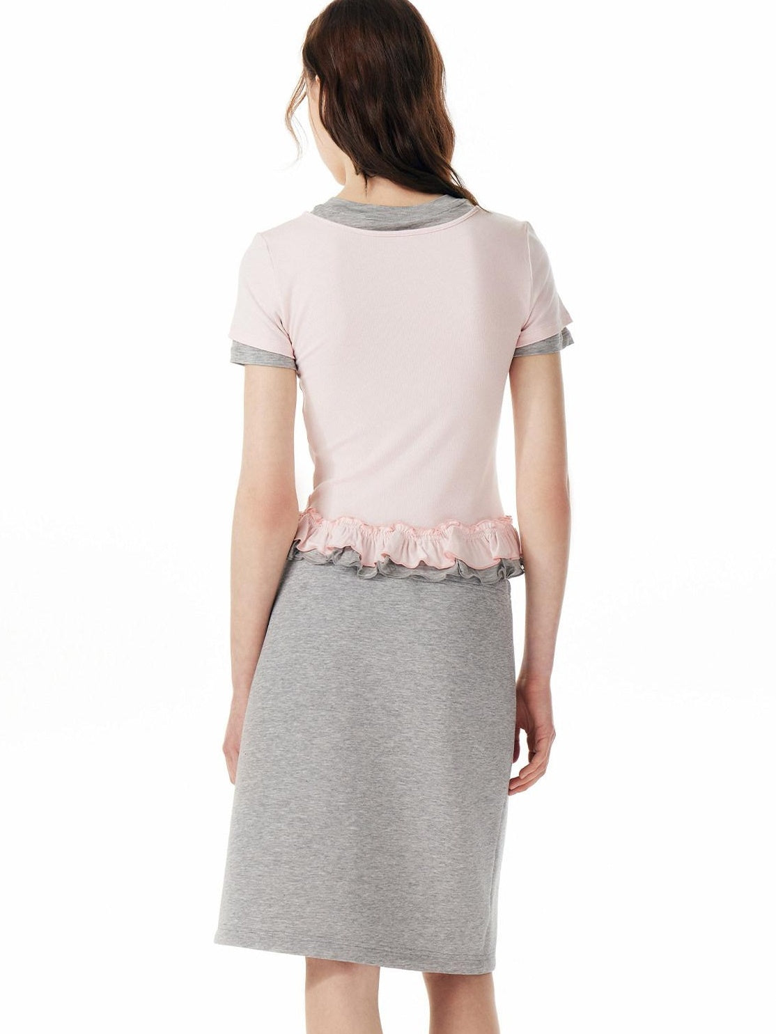 Outthe Blue Soft Viscose Stretch Cute Slim Fit Colorblock Cropped Short Sleeve T-Shirts