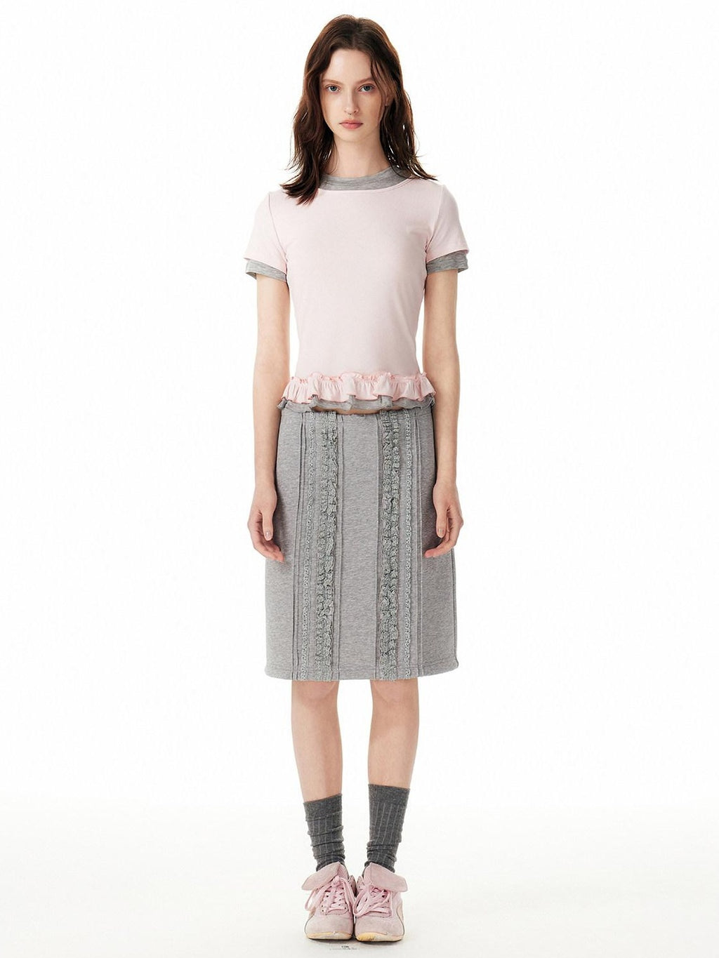 Outthe Blue Soft Viscose Stretch Cute Slim Fit Colorblock Cropped Short Sleeve T-Shirts