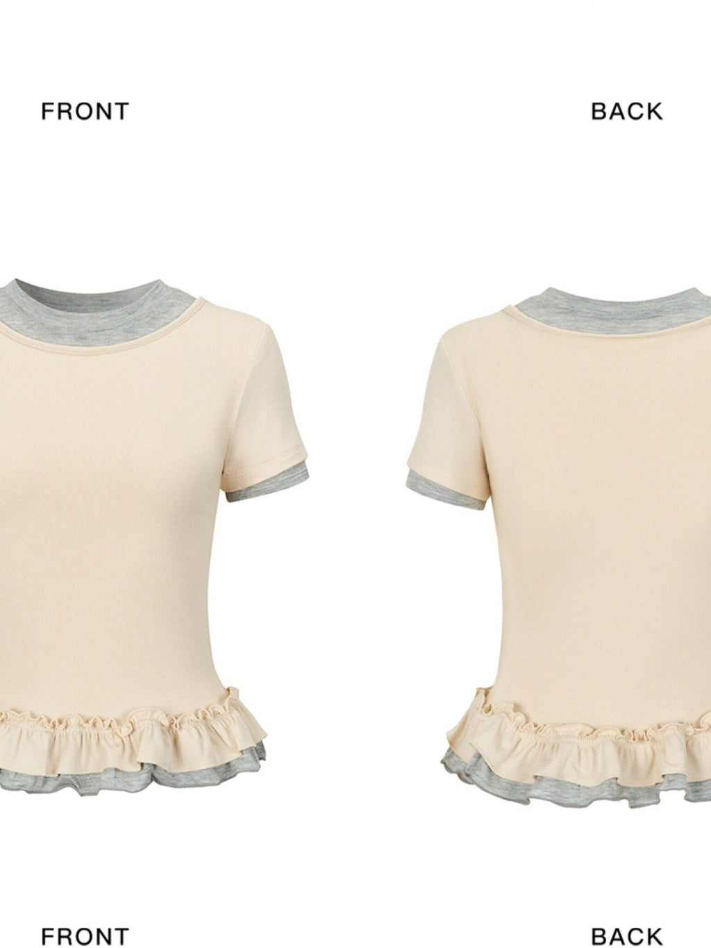 Outthe Blue Soft Viscose Stretch Cute Slim Fit Colorblock Cropped Short Sleeve T-Shirts