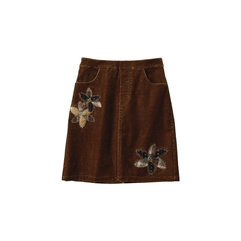 Outthe_Blue_Stretch_High_Waist_A_Line_Patchwork_Flocked_Cotton_Caramel_Mini_Skirts_MISSTT