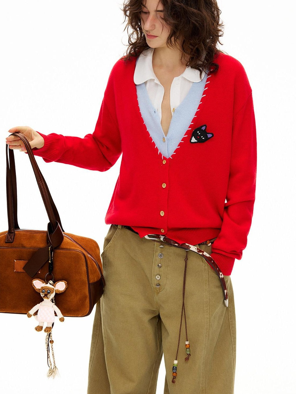 Outthe Blue Tassel Vintage Square Single Strap Faux Leather Brown Boston Tote Bags