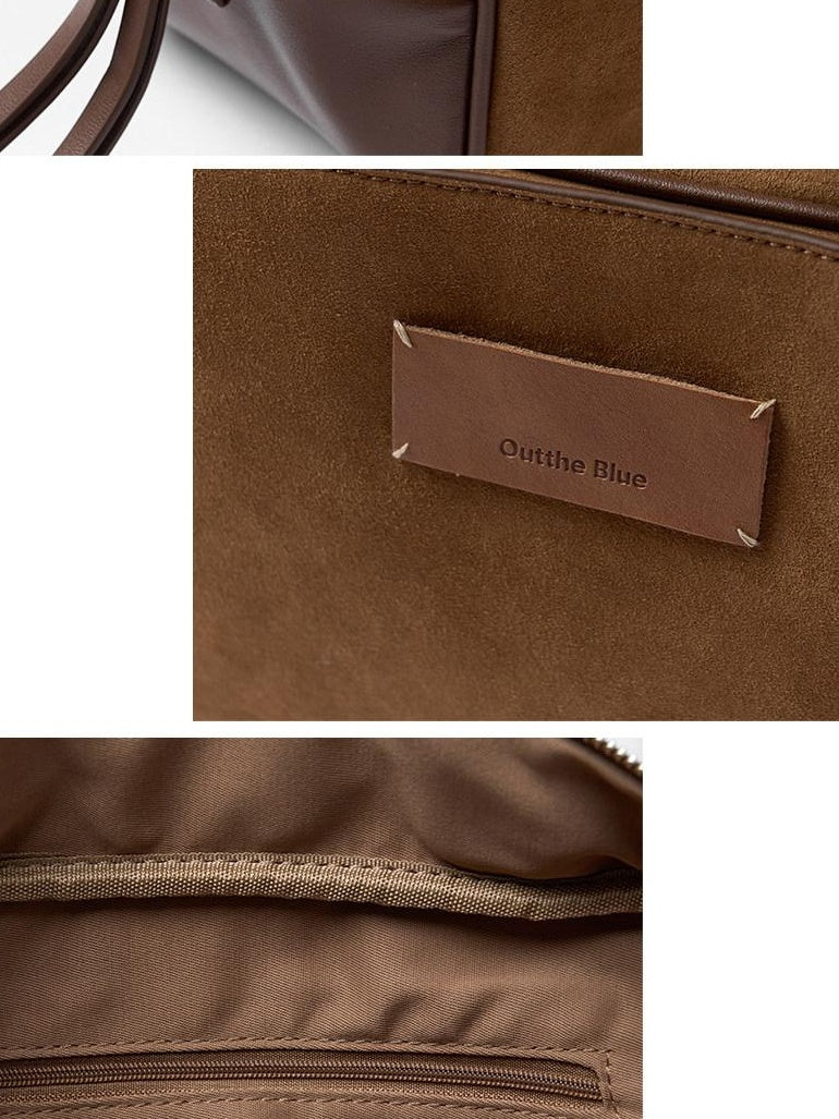 Outthe Blue Tassel Vintage Square Single Strap Faux Leather Brown Boston Tote Bags