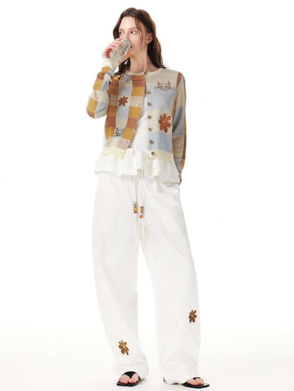 Outthe Blue Tencel Button Long Sleeve Cardigan And Skirt Women Two Piece Top & Skirt Sets