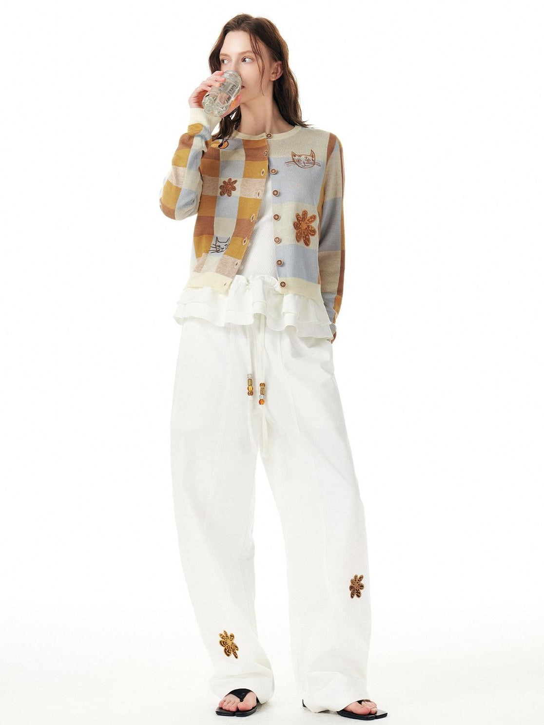 Outthe Blue Tencel Button Long Sleeve Cardigan And Skirt Women Two Piece Top & Skirt Sets