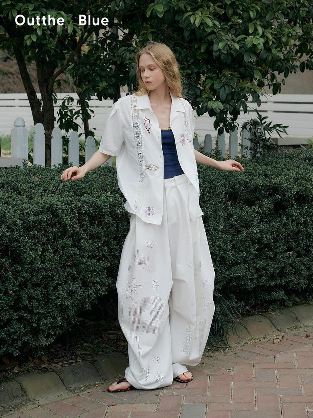Outthe Blue Tencel Cotton Blend Loose Fit Short Sleeve Lapel Women White Button Blouses