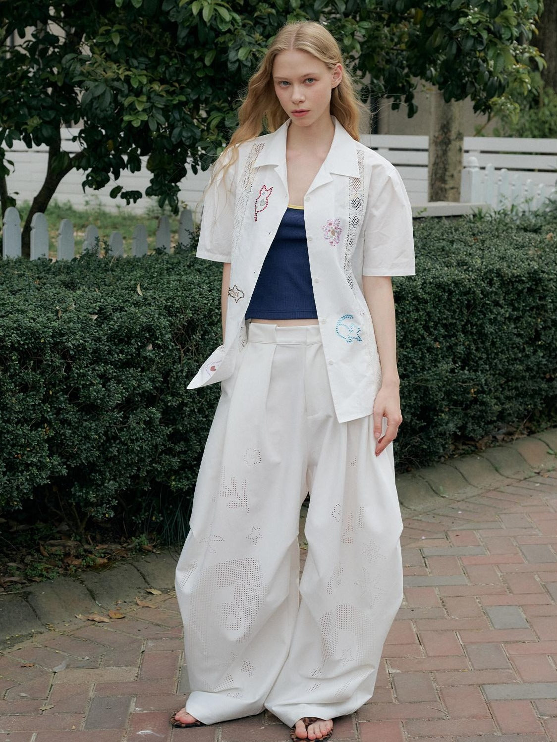 Outthe Blue Tencel Cotton Blend Loose Fit Short Sleeve Lapel Women White Button Blouses
