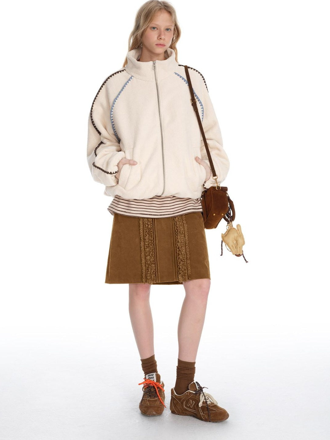 Outthe Blue Vintage Brown Pu Leather Mid Waist Crochet Cutout H Shape Women Midi Skirts
