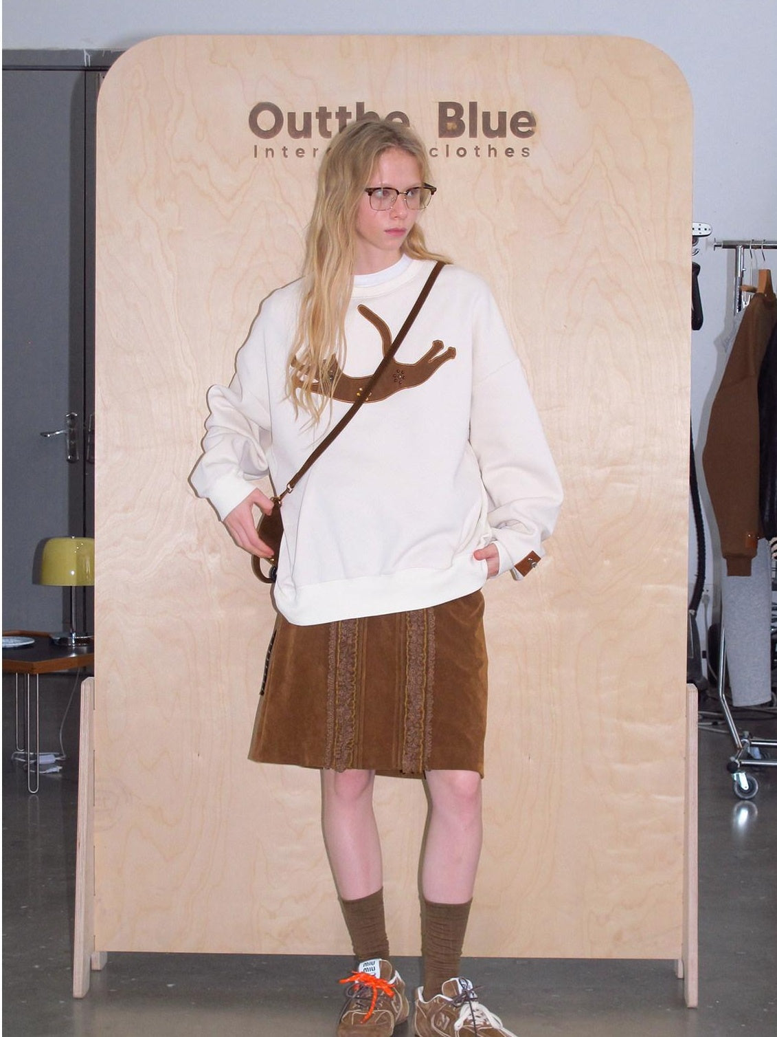 Outthe Blue Vintage Brown Pu Leather Mid Waist Crochet Cutout H Shape Women Midi Skirts