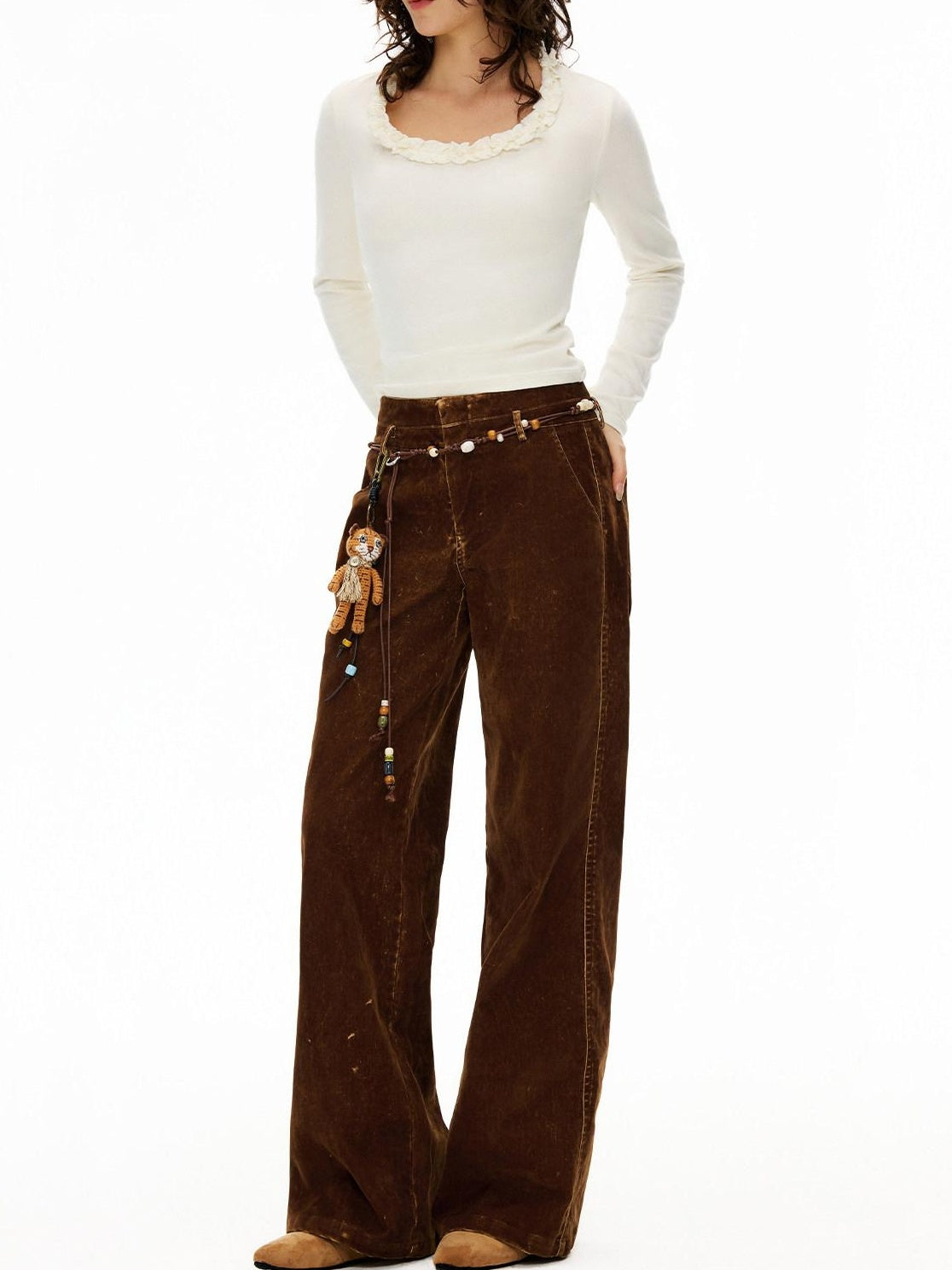 Outthe Blue Vintage Waist Chain Casual Unisex Dark Brown Adjustable 110Cm Belts