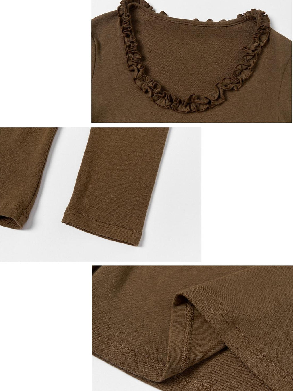 Outthe Blue Viscose Cotton Knit Slim Cropped U Neck Casual Women Travel Long Sleeve T-Shirts