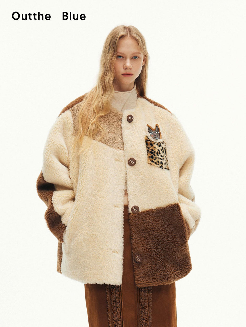 Outthe Blue Wool Blend Warm Casual Straight Cut Mid Length Women Beige Camel Classic Jackets