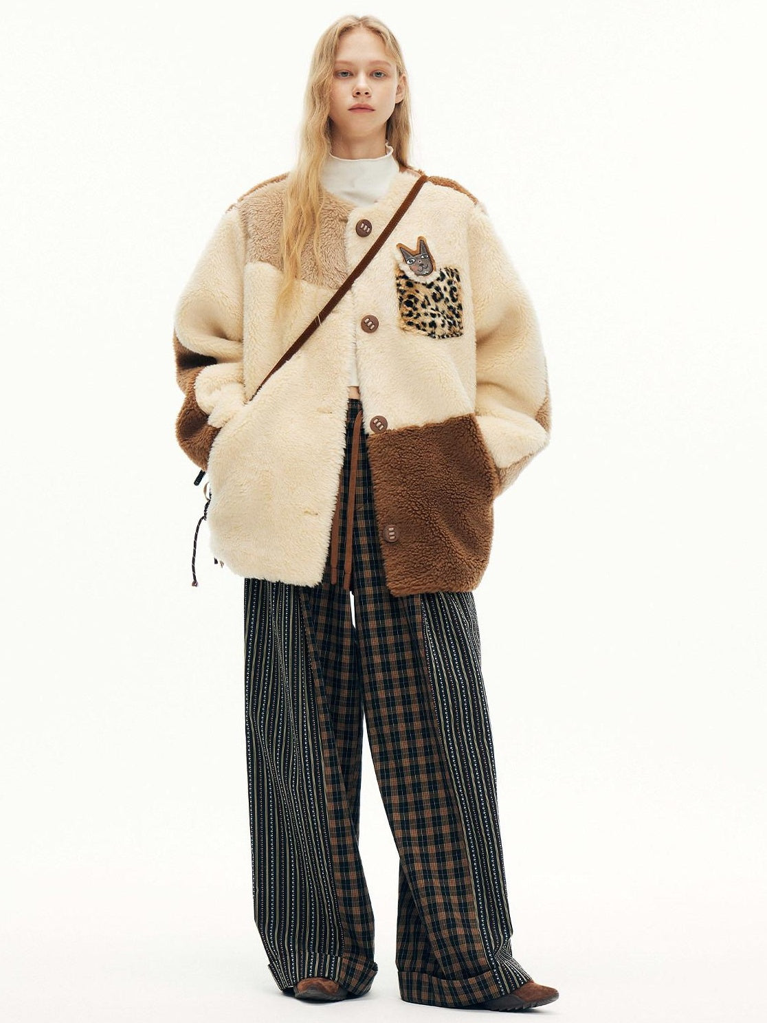 Outthe Blue Wool Blend Warm Casual Straight Cut Mid Length Women Beige Camel Classic Jackets