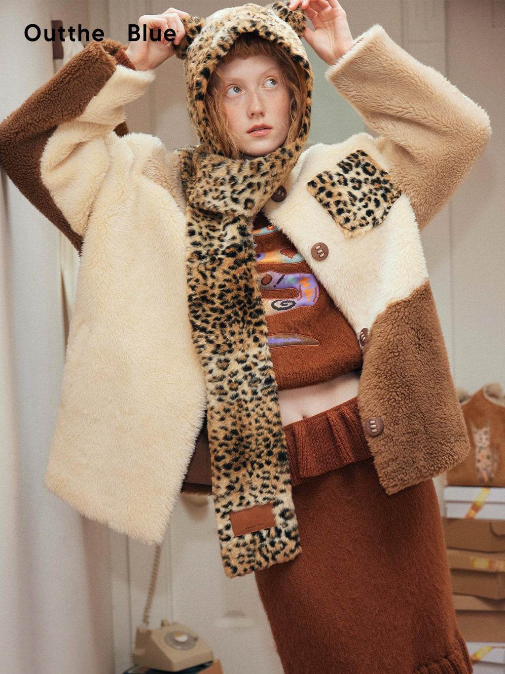 Outthe Blue Wool Blend Warm Casual Straight Cut Mid Length Women Beige Camel Classic Jackets