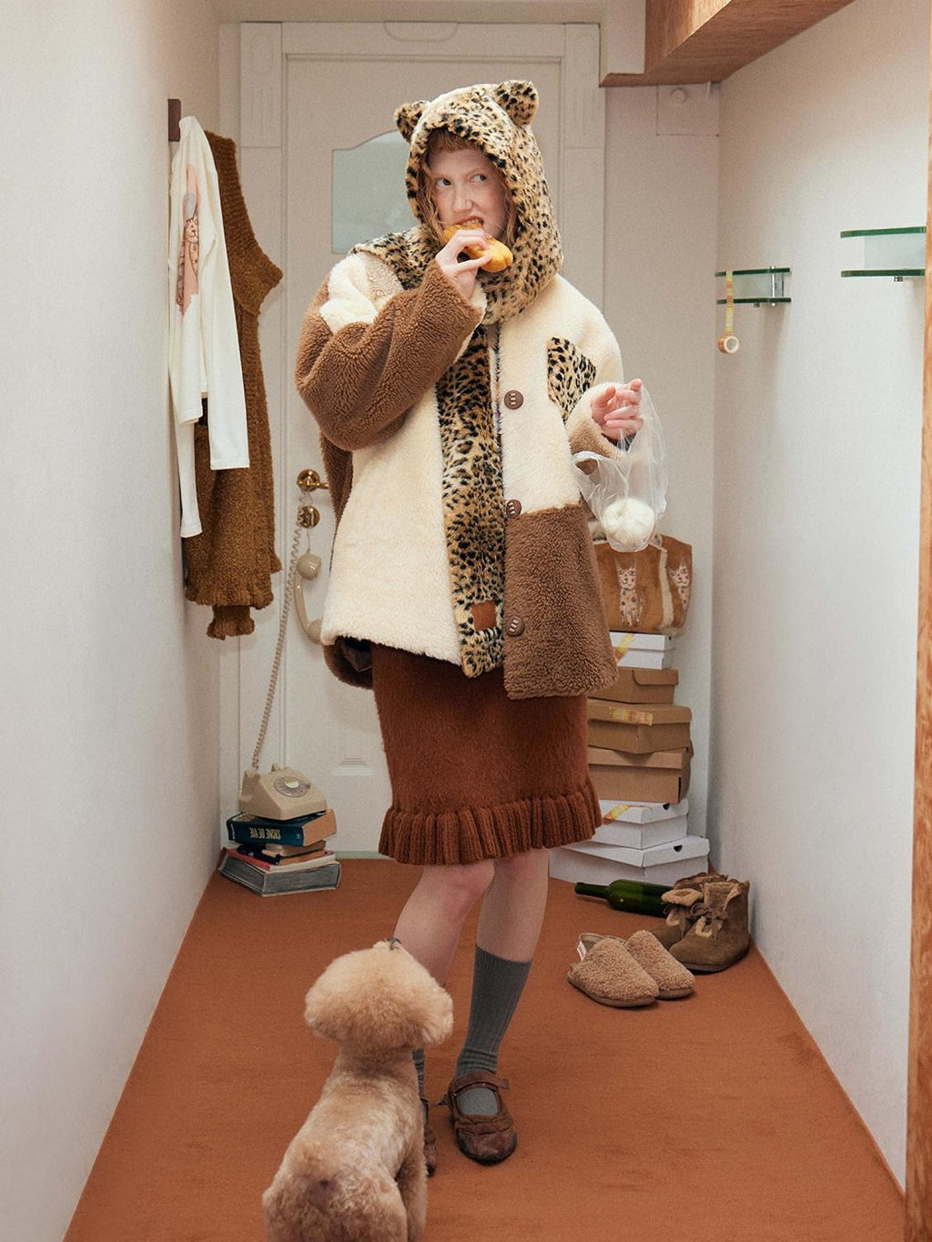 Outthe Blue Wool Blend Warm Casual Straight Cut Mid Length Women Beige Camel Classic Jackets