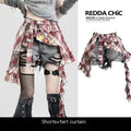 REDDACHIC_American_Vintage_Irregular_Plaid_Rear_Flap_Women'S_Black_Denim_Short_Trousers_MISSTT