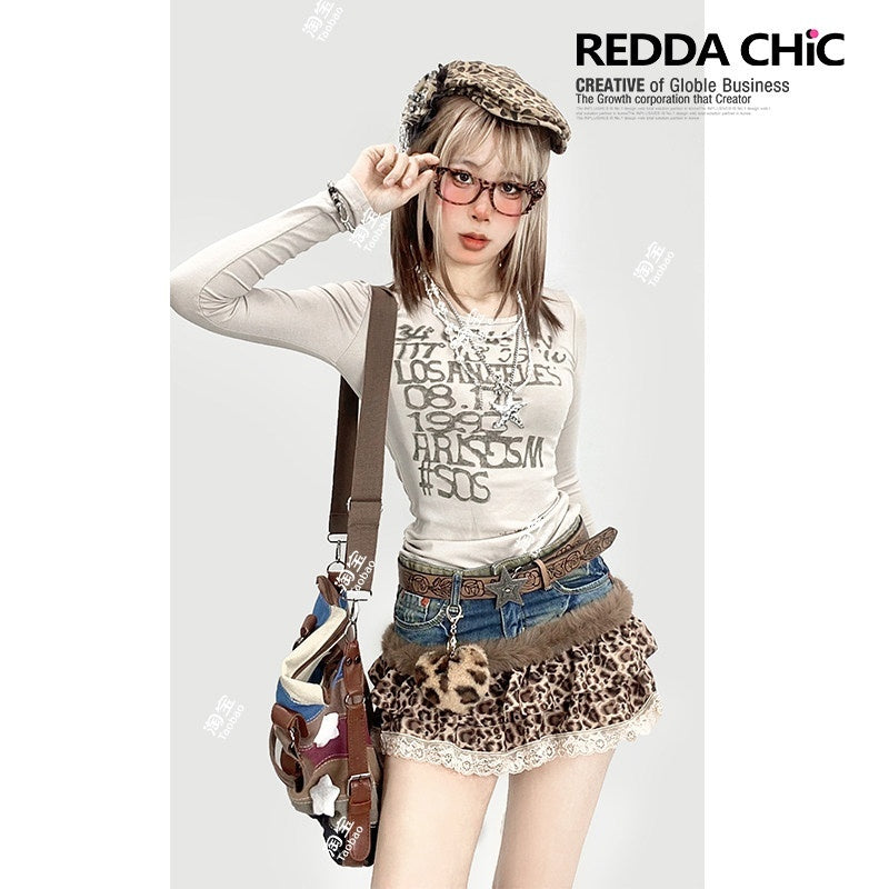REDDACHIC_Apricot_Vintage_Graphic_Text_Print_Slim_Fit_Women'S_Long_Sleeve_T-Shirts_MISSTT
