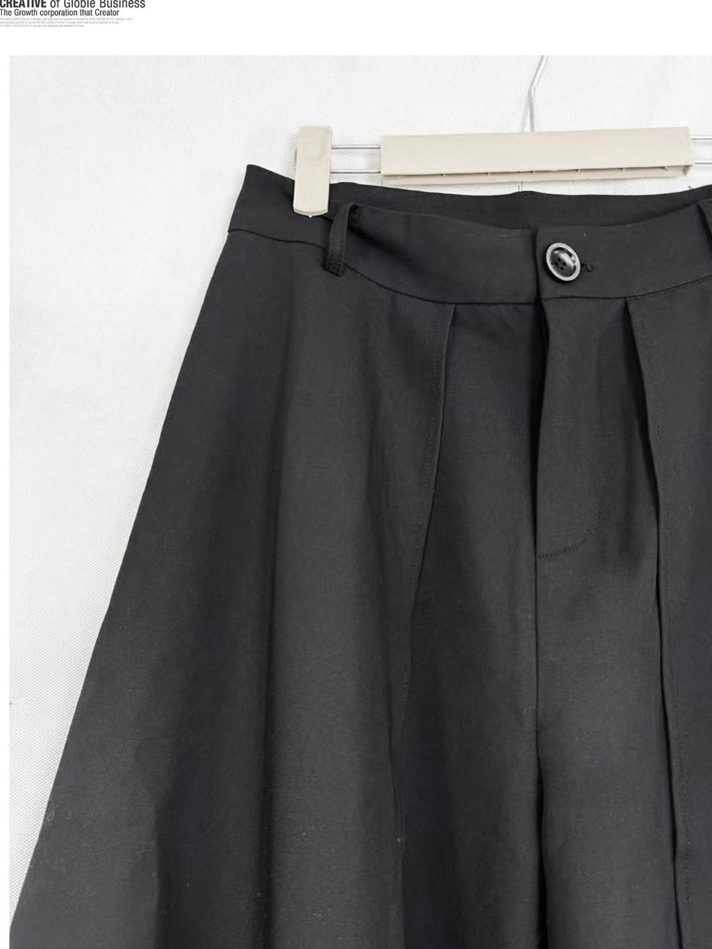 REDDACHIC Black Faux Layered Tailored Asymmetric High Waist Women'S Wide-Leg Pants