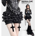 REDDACHIC_Black_Gothic_Cross_Pleated_Cake_Puff_Women'S_Other_Material_Short_Trousers_MISSTT