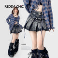 REDDACHIC_Black_Gothic_Tie_Dye_Pleated_Women'S_Black_Denim_Mini_Skirts_MISSTT