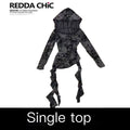 REDDACHIC_Black_Gray_Distressed_Hooded_Long_Sleeve_Tassel_Ruffle_Slim_Women'S_Mini_Dresses_MISSTT
