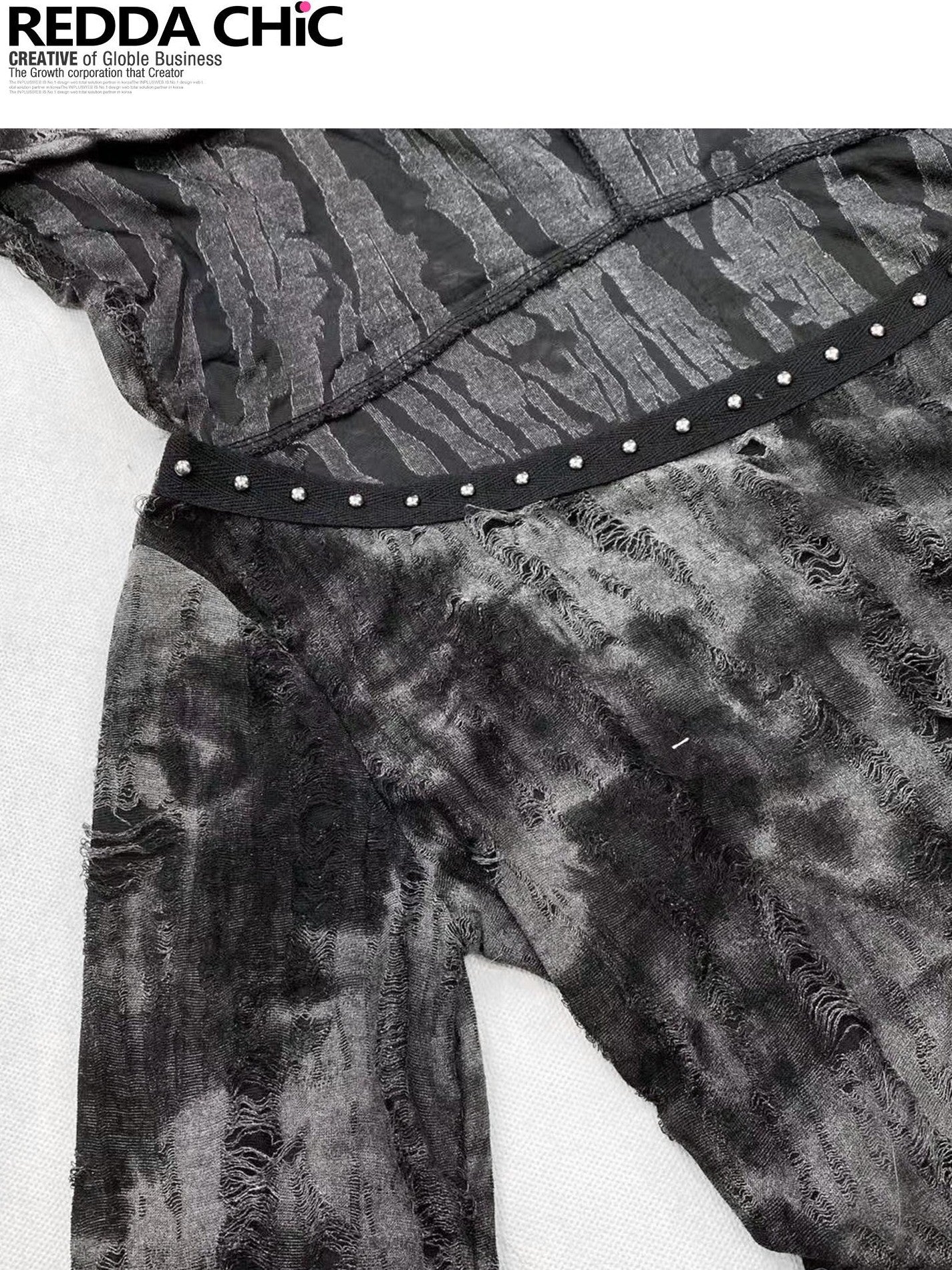 REDDACHIC Black Gray Distressed Hooded Long Sleeve Tassel Ruffle Slim Women'S Mini Dresses