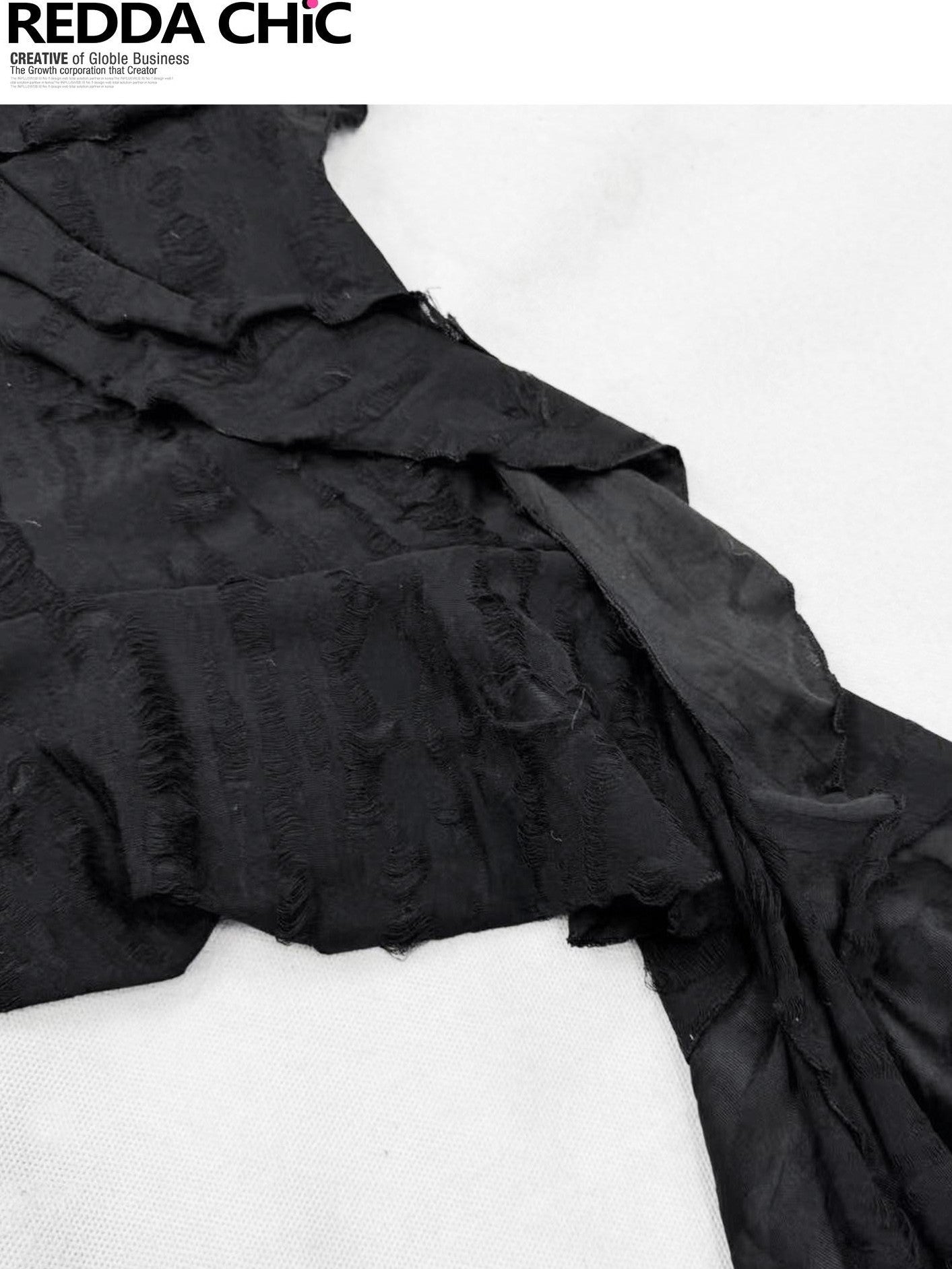 REDDACHIC Black Irregular Ruffle V-neck Distressed Slim Cropped Women'S Knit Camisoles